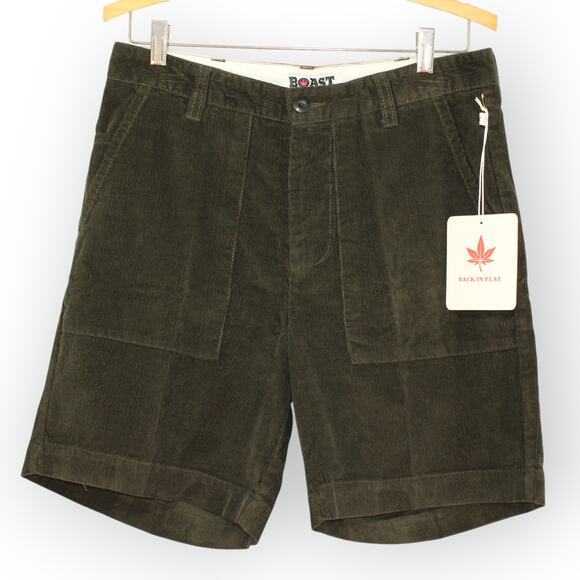BOAST USA Mens 30 Patch Pocket Corduroy Short Olive Green NWT 7"Inseam - Picture 1 of 7